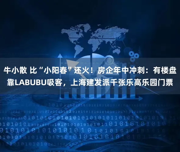 牛小散 比“小阳春”还火！房企年中冲刺：有楼盘靠LABUBU吸客，上海建发派千张乐高乐园门票